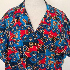 Vintage Aztec - Southwestern Print Blouse - Like New - Size XL - Cabin Creek